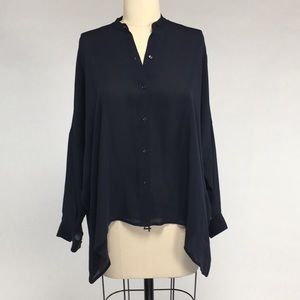 NEW Vince Navy Silk Blouse